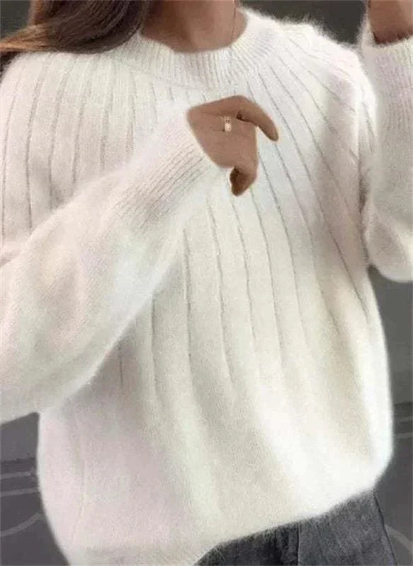 Soft Ribbed Knit Sweater for Women