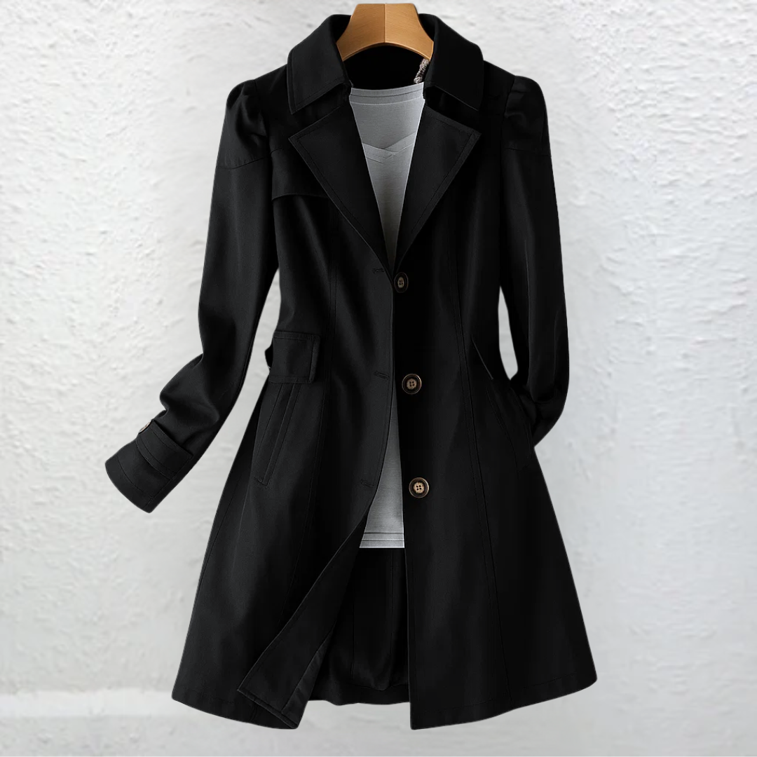 Women's Long Double-Breasted Trench Coat Belted
