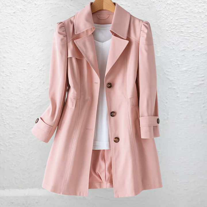 Women's Long Double-Breasted Trench Coat Belted
