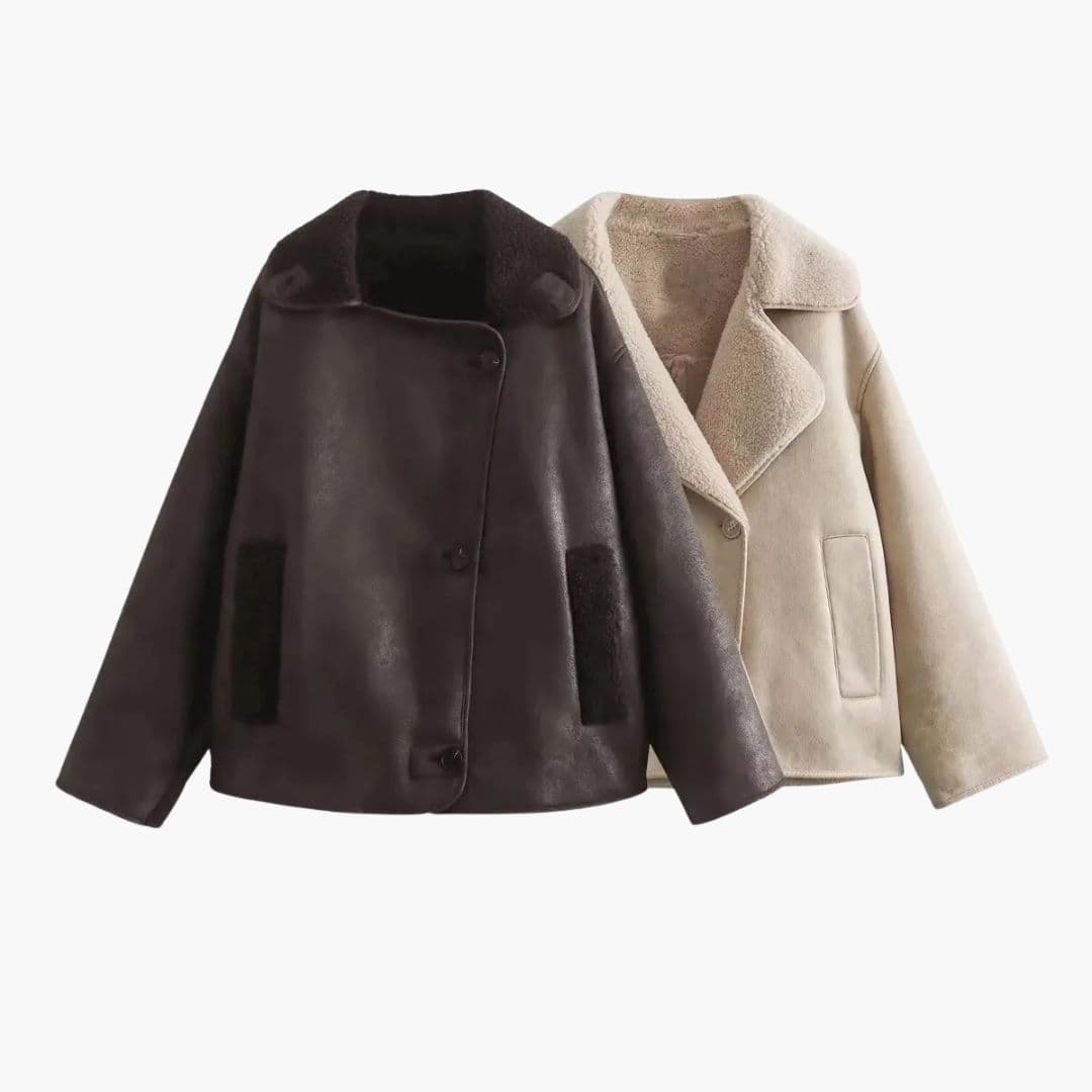 Women's Lapel Collar Jacket with Sherpa Lining