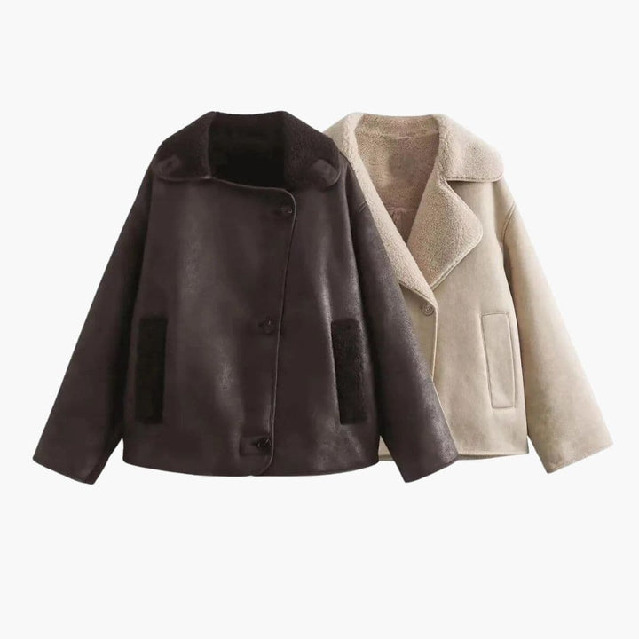 Women's Lapel Collar Jacket with Sherpa Lining