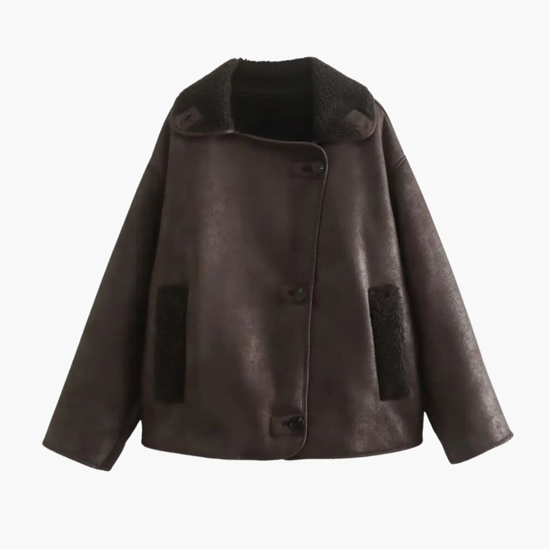 Women's Lapel Collar Jacket with Sherpa Lining