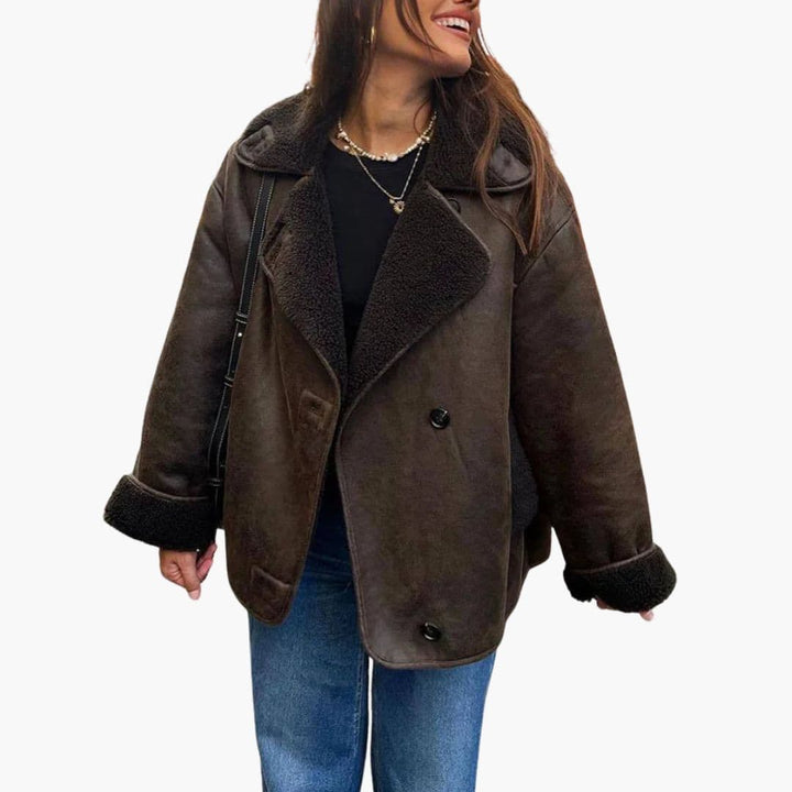 Women's Lapel Collar Jacket with Sherpa Lining