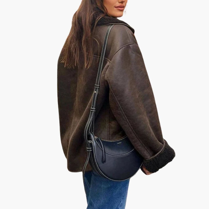 Women's Lapel Collar Jacket with Sherpa Lining