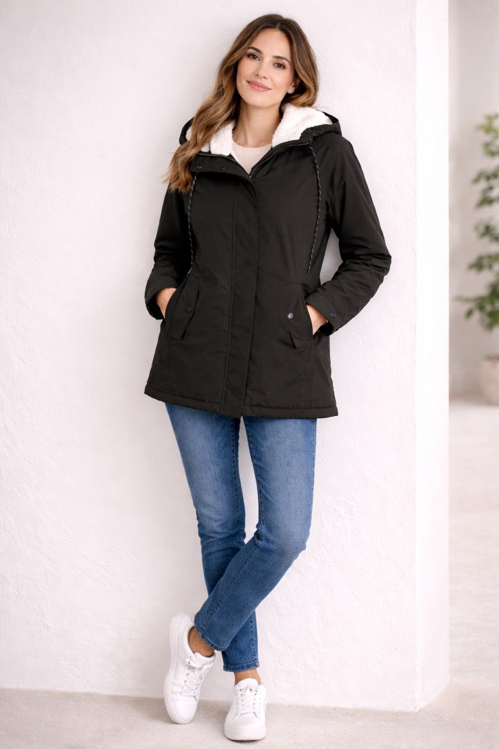 Women's Long Hooded Winter Jacket with Full Coverage Design