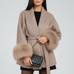 Women’s Belted Full Length Coat with Waist Tie