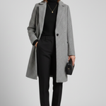 Women’s Coat with Blazer Collar and Woven Texture