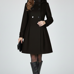 Women’s Coat with Hood and Double Button Front