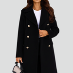 Women’s Long Coat with Double Buttons and
