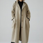 Women’s Oversized Trench Coat with Hood and Pockets
