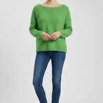 Women’s Sweater with Wide Neck and Brushed Knit Surface