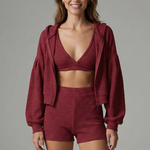 Women’s Three Piece Set with Hooded Jacket and Shorts