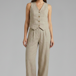 Women’s Two-Piece Set with V-Neck Waistcoat and Wide Trousers