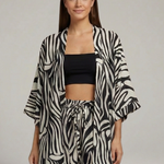 Women’s Two Piece Set with Open Front Jacket and Shorts