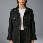 Women’s Utility Jacket with Double Breasted Closure and Belt