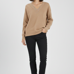 Women’s V-Neck Sweater with Long Sleeves and Pullover Design