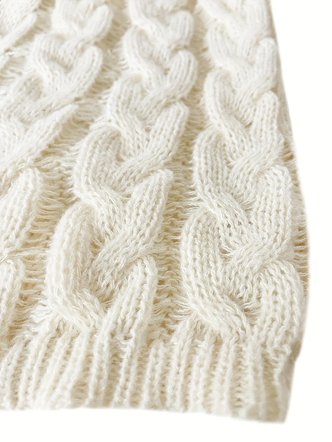 Women's Cable-Knit V-Neck Relaxed Sweater