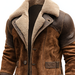 Vintage Brown Men's Leather Shearling Coat