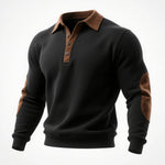 Stylish Contrast Panel Polo Sweatshirt for Men - Perfect for Casual and Sporty Looks