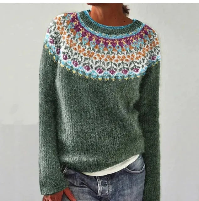 Women’s Relaxed Fit Nordic Pattern Knit Sweater