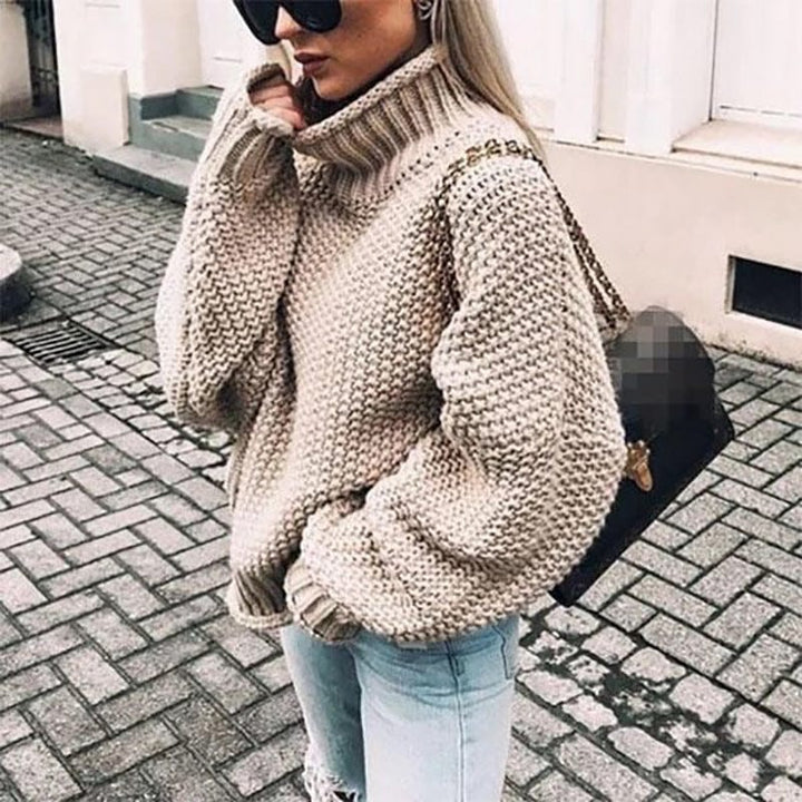 Women's Chunky Knit Turtleneck Sweater Oversized