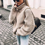 Women's Chunky Knit Turtleneck Sweater Oversized