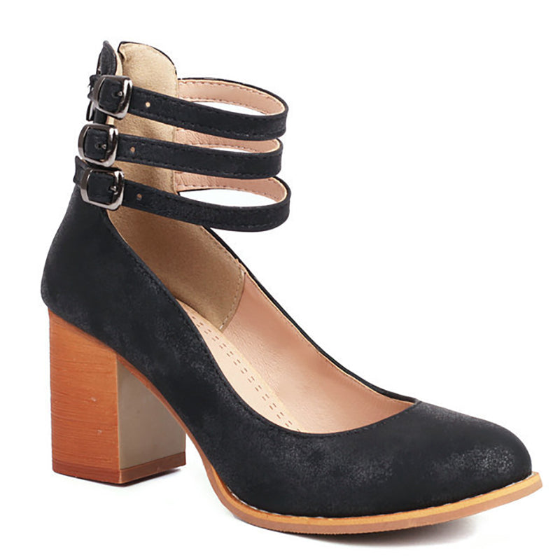 Caa™ | Smooth sandals with ankle strap and thick heel