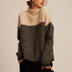 Warm Women’s Turtleneck Sweater Chevron