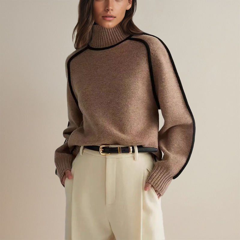 Women's Mock Neck Balloon Sleeve Knit Sweater