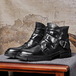 Men's Brown Solid Color Lace-up Men's Boots Martin Boots