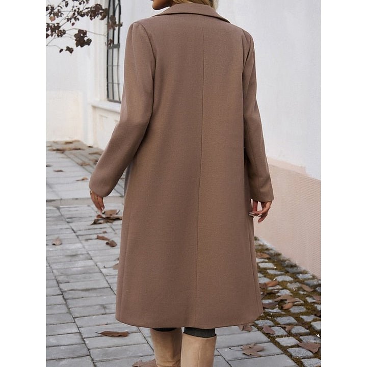 Women's Longline Tailored Coat with Turndown Collar