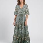 Violet & Grace™ | Floral V Neck Short Sleeve Maxi Dress