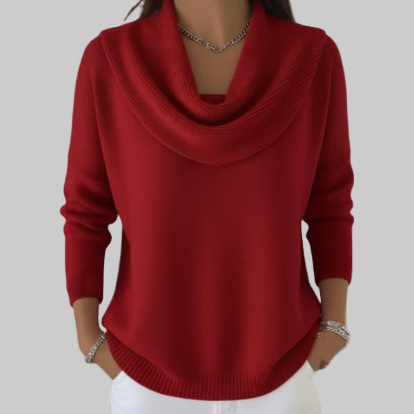 Women's Cozy Cowl Neck Knit Long Sleeve Sweater