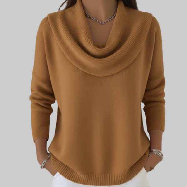 Women's Cozy Cowl Neck Knit Long Sleeve Sweater