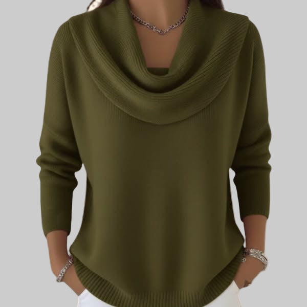 Women's Cozy Cowl Neck Knit Long Sleeve Sweater