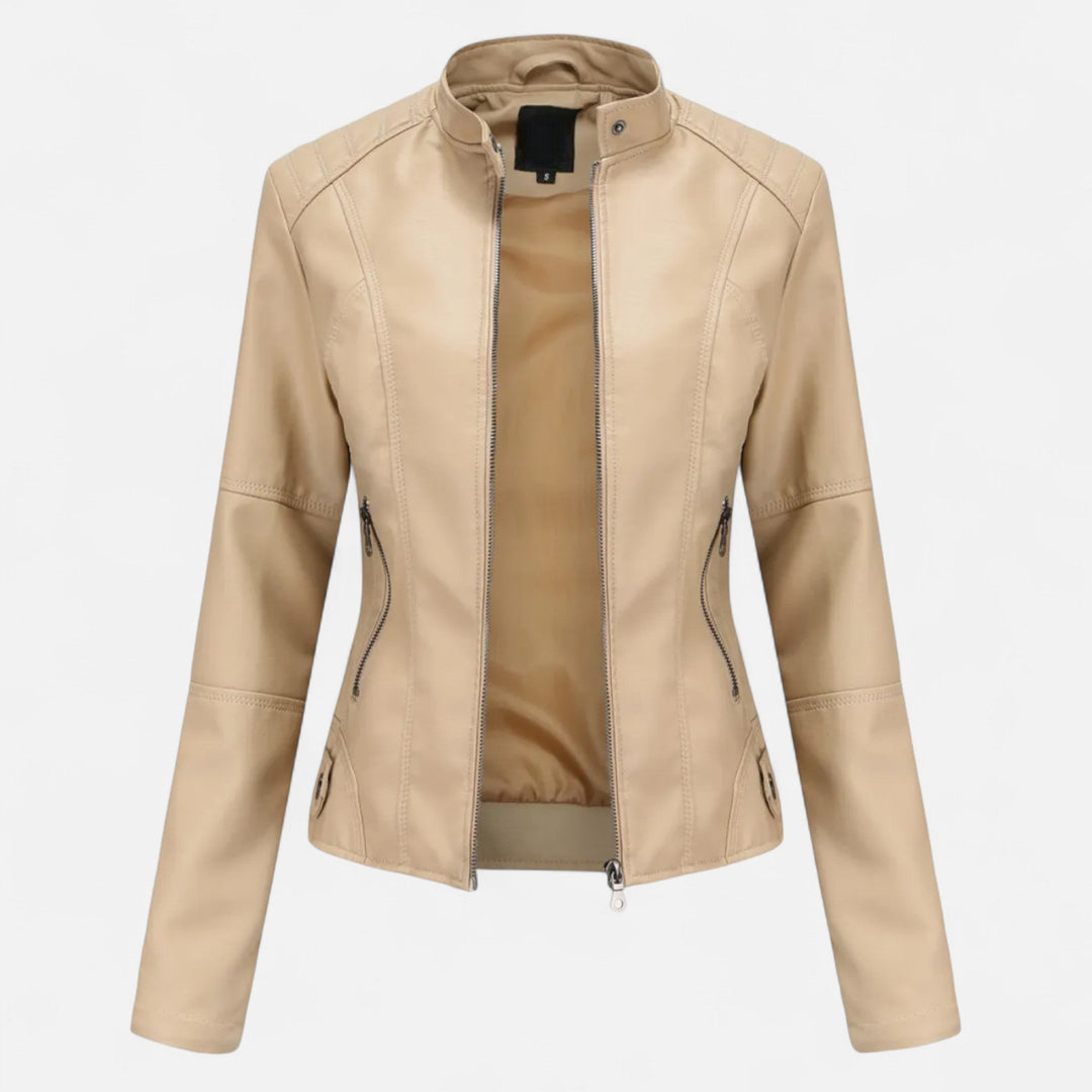 Zuri | Cropped Zip-Up Leather Jacket for Women