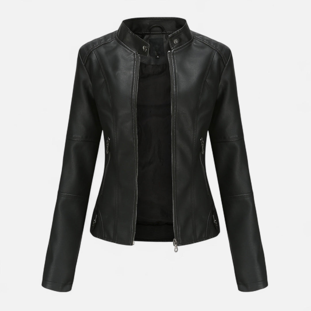 Zuri | Cropped Zip-Up Leather Jacket for Women