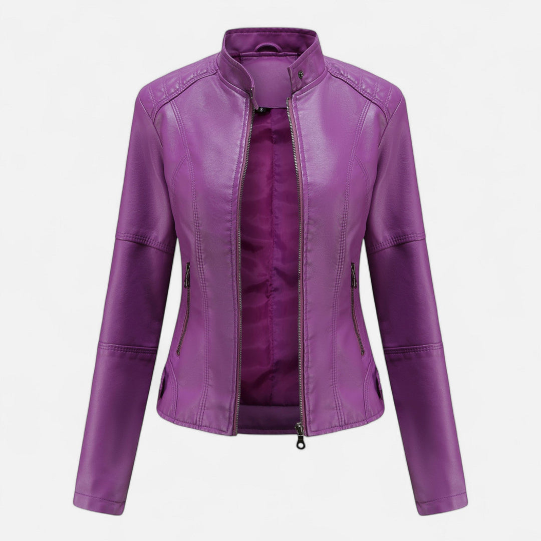 Zuri | Cropped Zip-Up Leather Jacket for Women