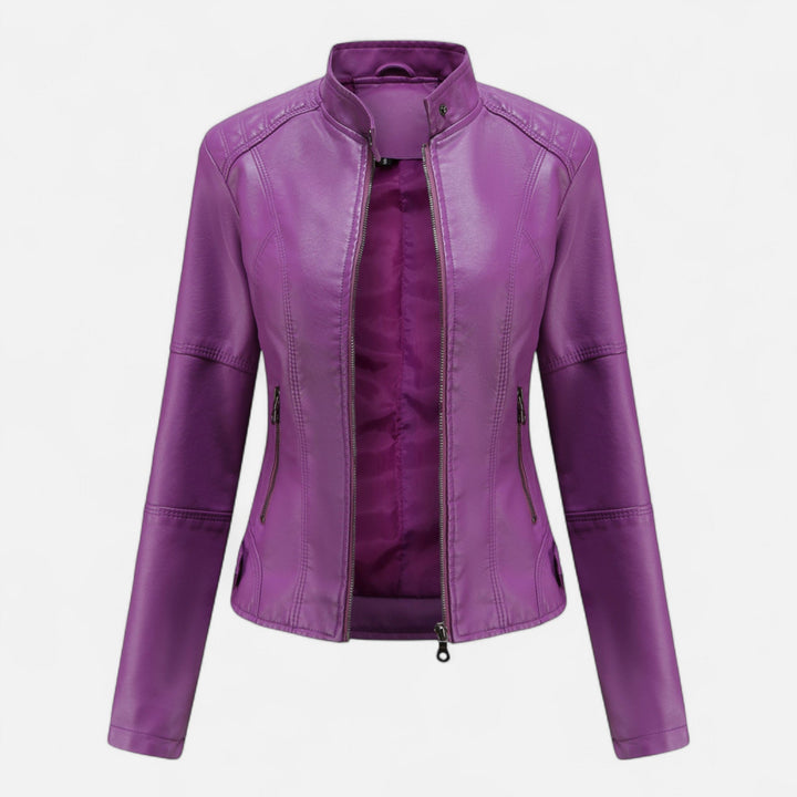 Zuri | Cropped Zip-Up Leather Jacket for Women