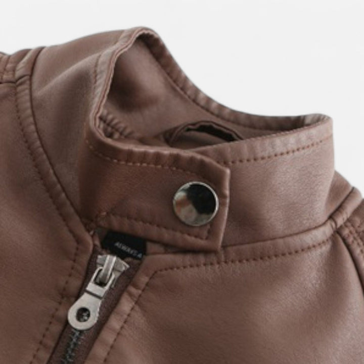 Zuri | Cropped Zip-Up Leather Jacket for Women