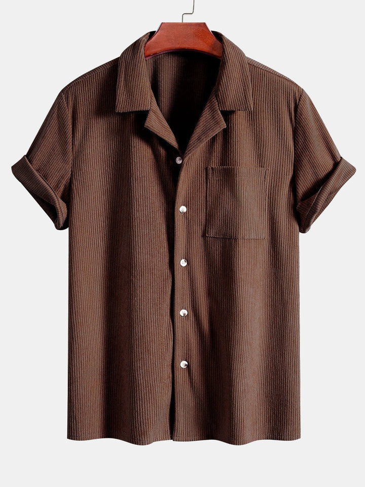Short Sleeve Corduroy Cuban Shirt