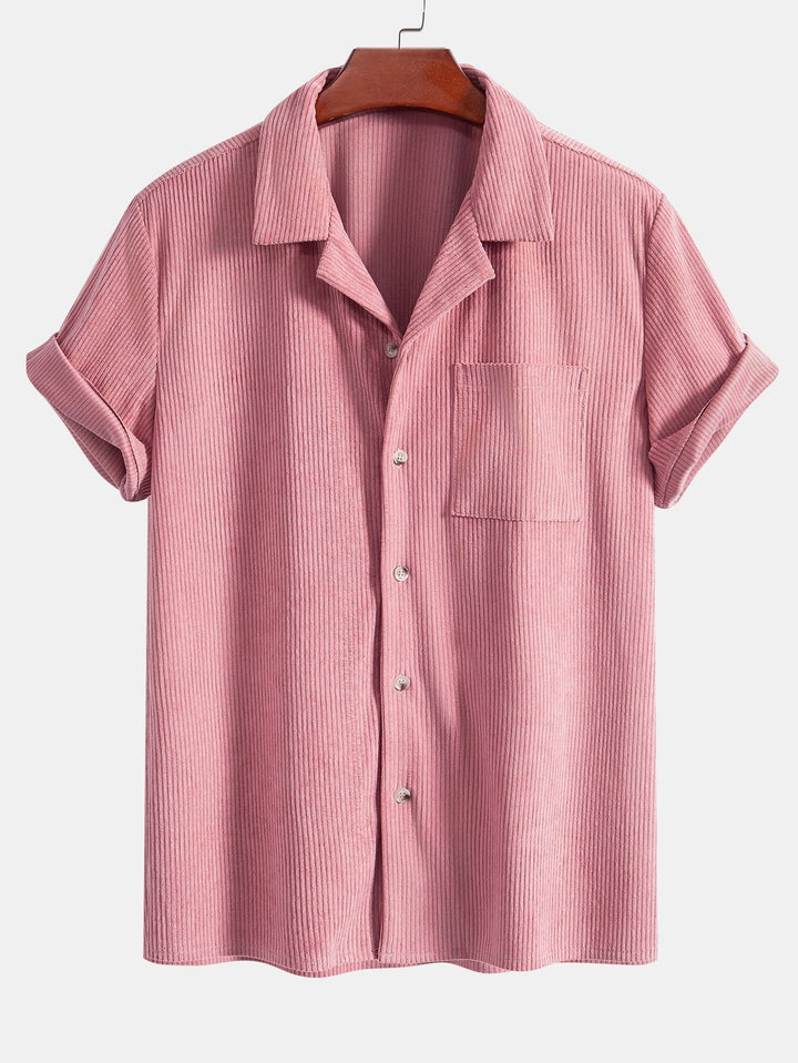 Short Sleeve Corduroy Cuban Shirt