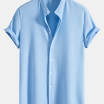 Muscle Fit Ribbed Stand Collar Shirt