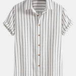 Cotton Blend Striped Button Up Shirt