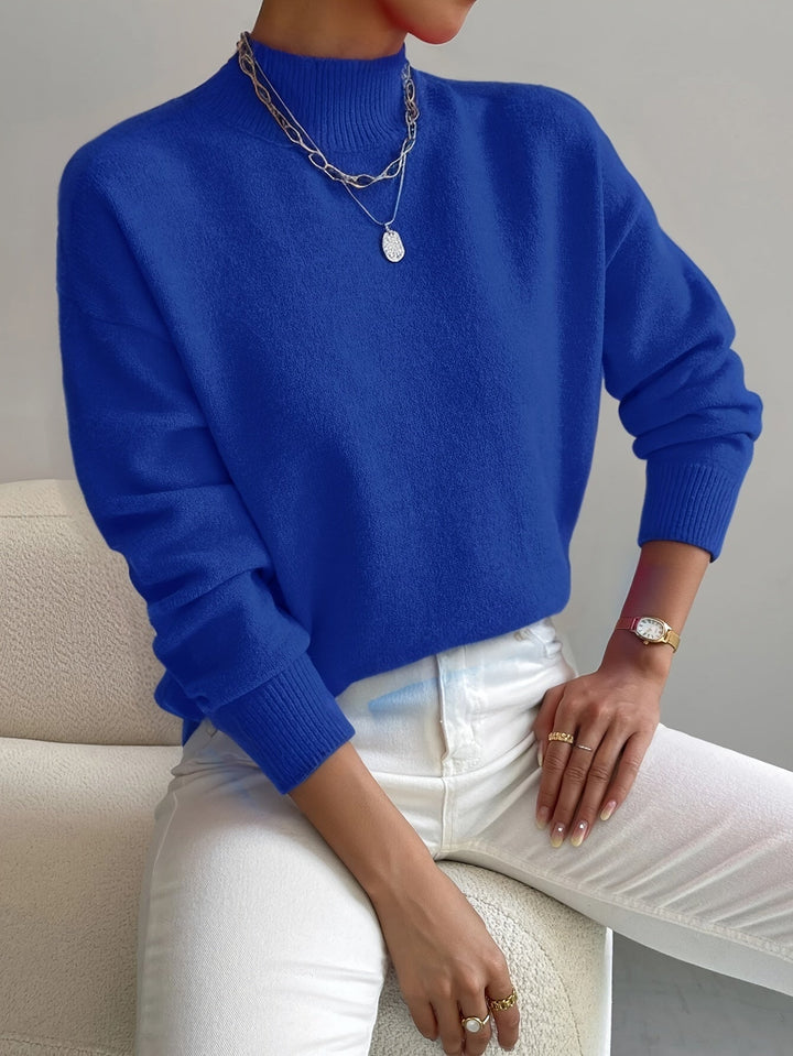 Women’s Minimalist Crew Neck Sweater Relaxed Knit Pullover