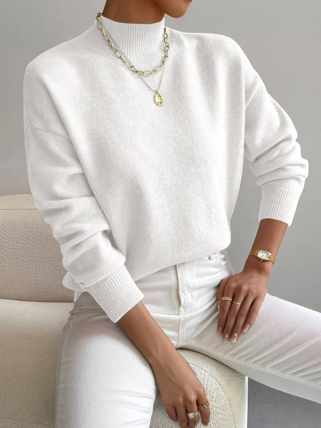 Elegant Turtleneck Knitwear Warm