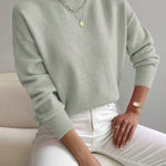 Women’s Minimalist Crew Neck Sweater Relaxed Knit Pullover