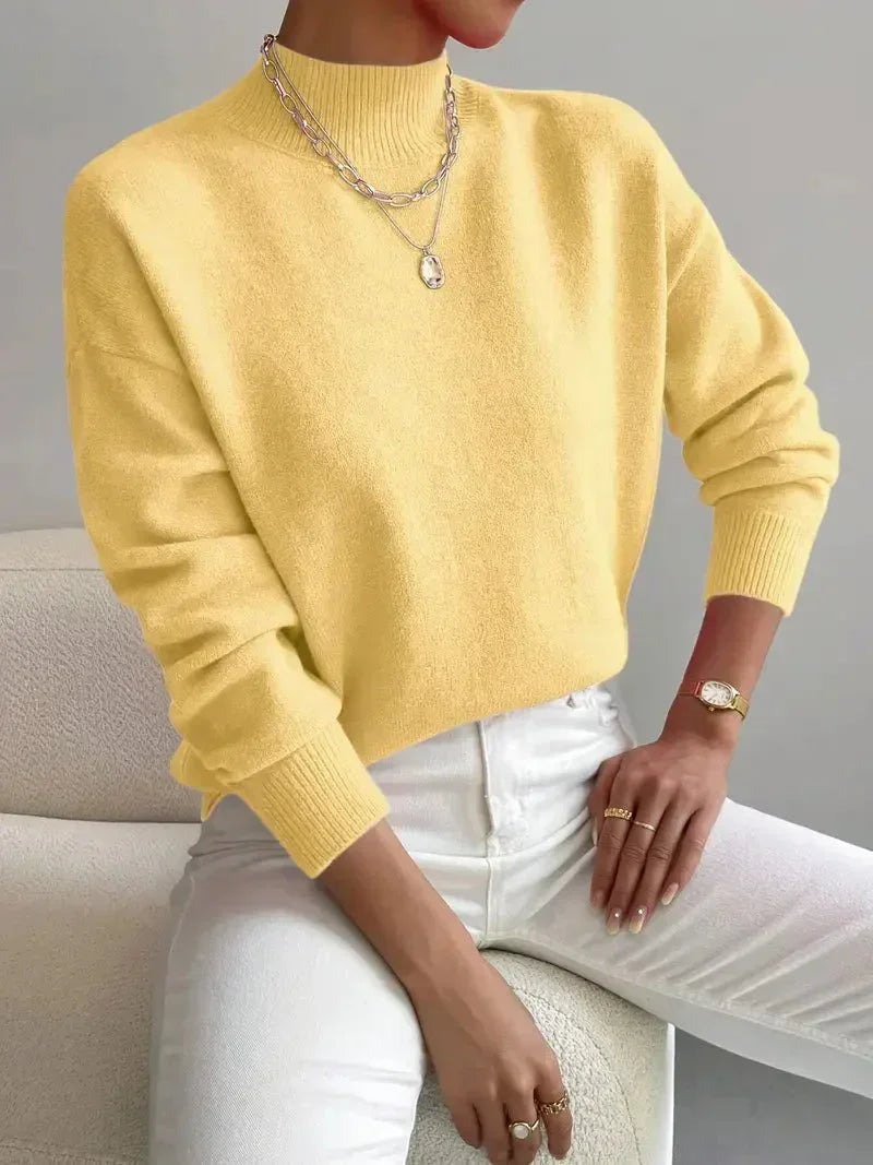 Women’s Minimalist Crew Neck Sweater Relaxed Knit Pullover