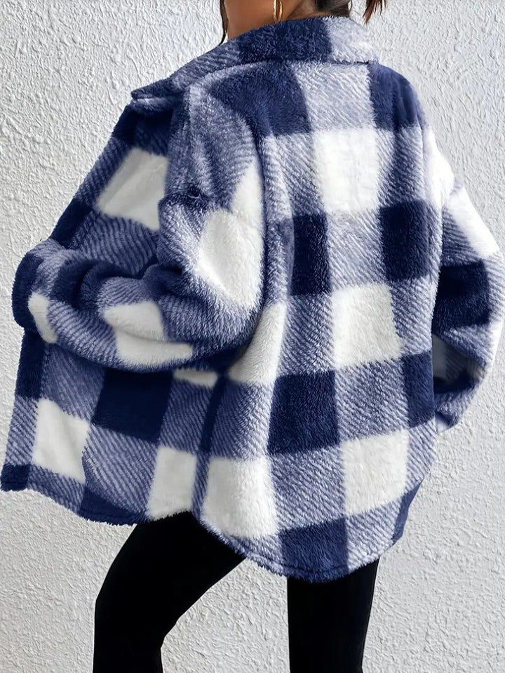 Maurelle | Plaid Oversized Button-Up Fluffy Jacket for Women