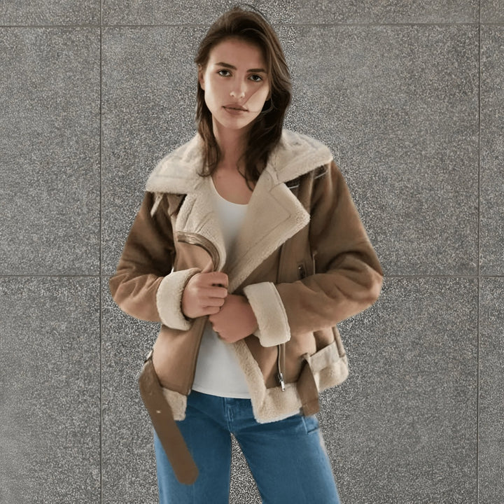 Warm Shearling Aviator Jacket Stylish